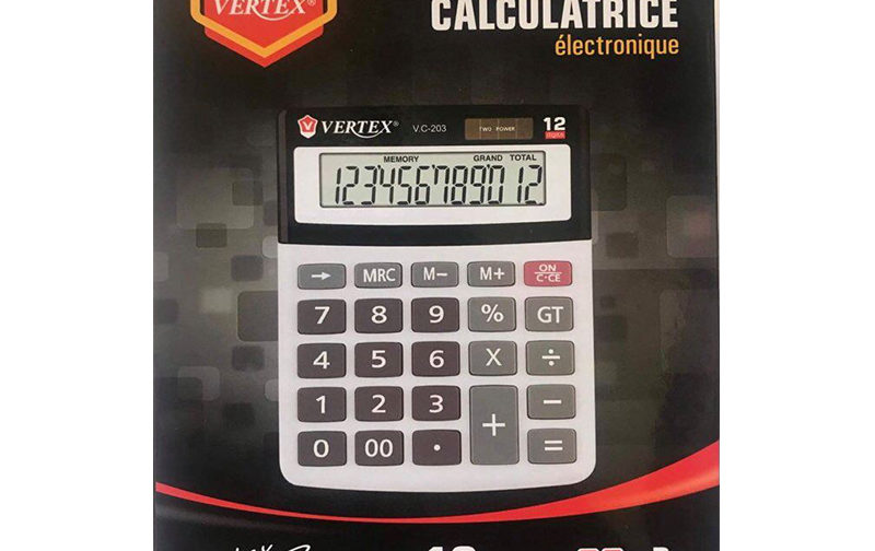 CALCULATRICE ELECTRONIQUE VERTEX  12 DIGITS V.C-203