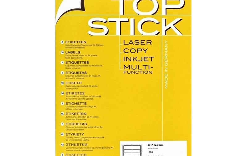 ETIQUETTE BLANCHE HERMA A4/14- PQT DE 100F