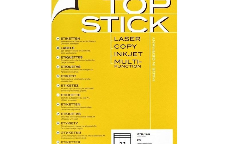 ETIQUETTE BLANCHE HERMA A4/33- PQT DE 100F