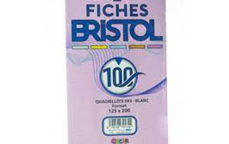 FICHES BRISTOL 5/5 180GR PM 125*200MM BLANC PQT DE 100
