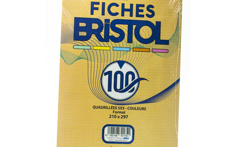 FICHES BRISTOL 5/5 180GR PM 125*200MM COULEUR PQT DE 100