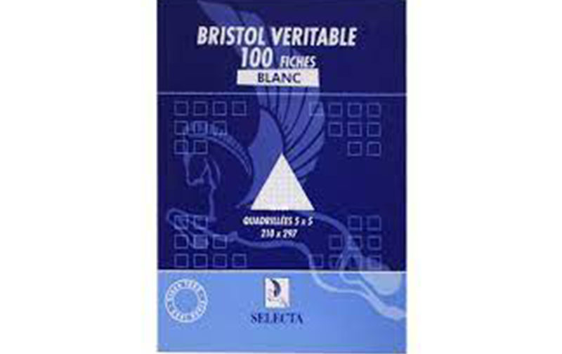 FICHES BRISTOL 180G PM 125*200MM BLANC PQT DE 100