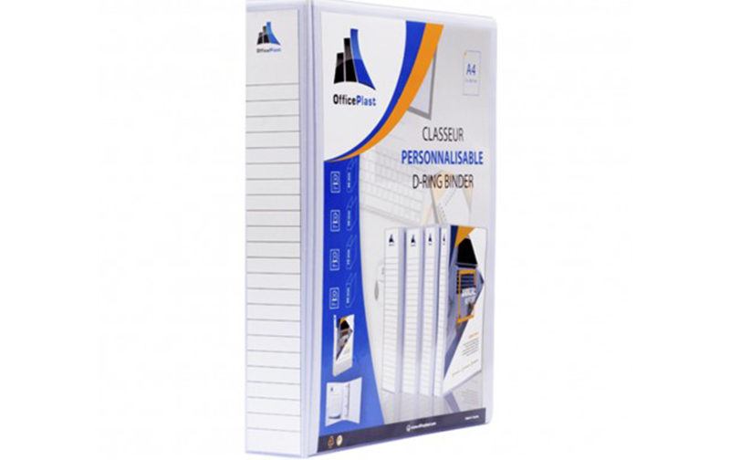 CLASSEUR EN PP PERSONNALISABLE BLANC D25- DOS40MM OFFICE