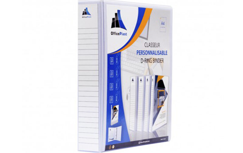 CLASSEUR EN PP PERSONNALISABLE BLANC D30- DOS50MM OFFICE