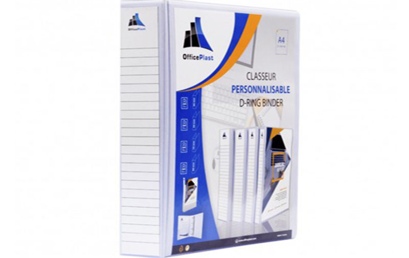 CLASSEUR EN PP PERSONNALISABLE BLANC D50- DOS75MM OFFICE