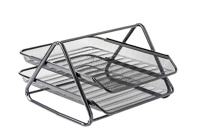 CORBEILLE A COURRIER METAL 2 ETAGES NOIR