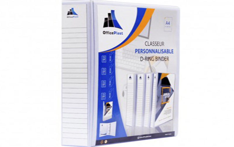 CLASSEUR EN PP PERSONNALISABLE BLANC D65- DOS95MM OFFICE