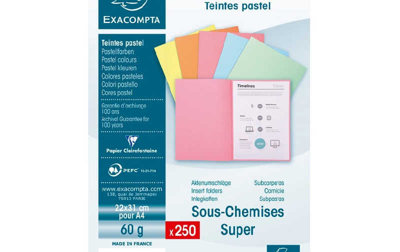 SOUS CHEMISE EXACOMPTA 60GR PQT DE 250