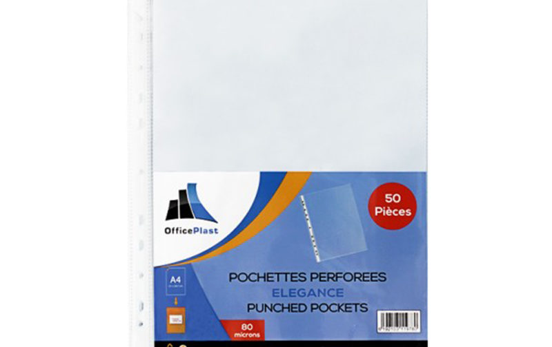 POCHETTE PERFOREE 80MIC OFFICE PQT DE 50