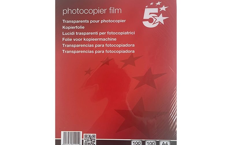 FILM TRANSPARENT POUR PHOTOCOPIE A4 PQT DE 100 FEUILLES