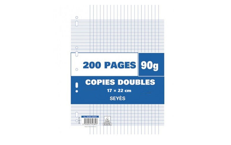 PAPIER DOUBLE / DOUBLE FEUILLE 200 SEYES PM